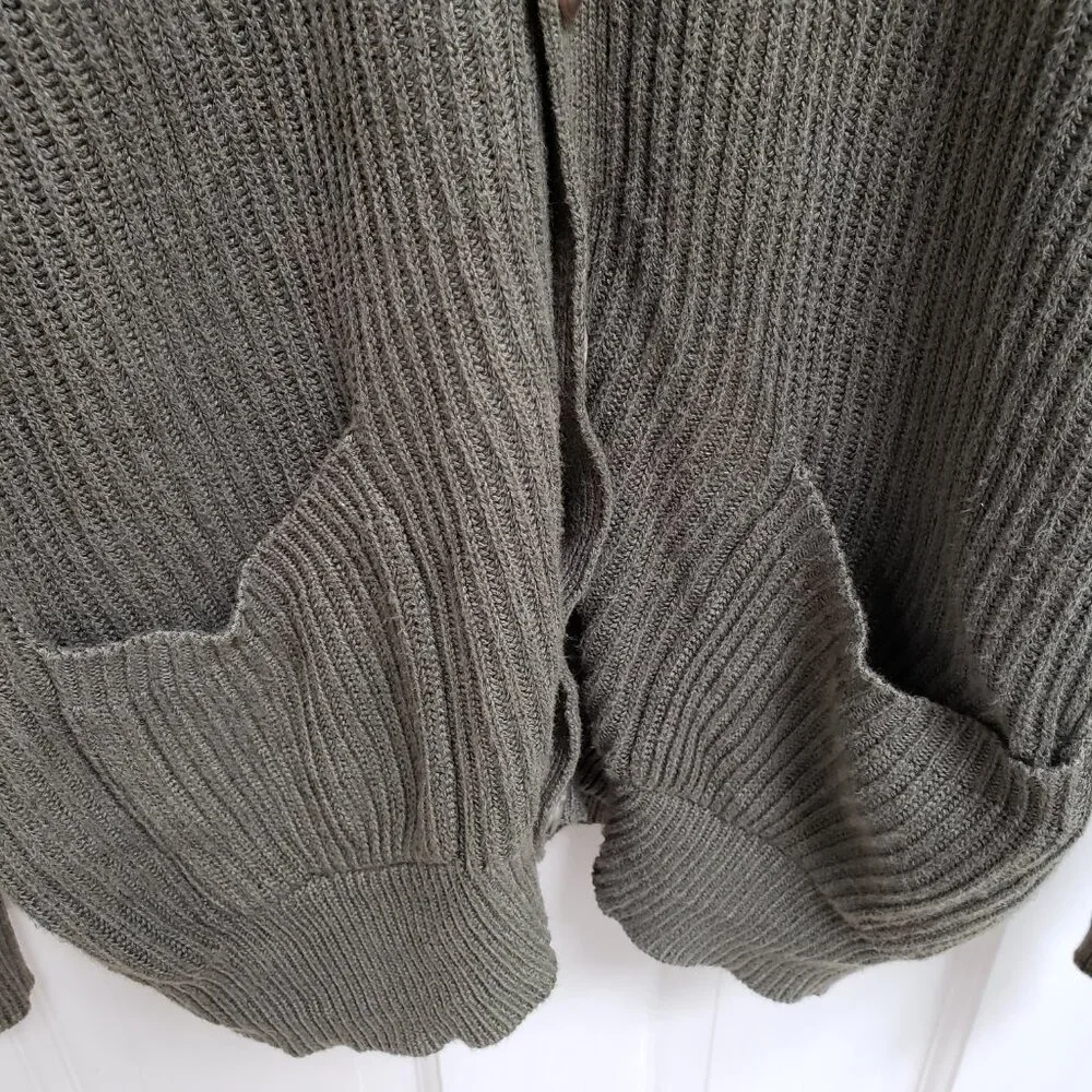 GAP Sage Green Oversized Boyfriend Cardigan Sweater Rib Knit Pockets S